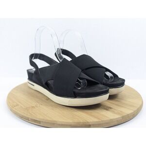 Eileen Fisher Sports Sandal Sneaker Womans 9 Black Canvas Strappt Criss Cross‎